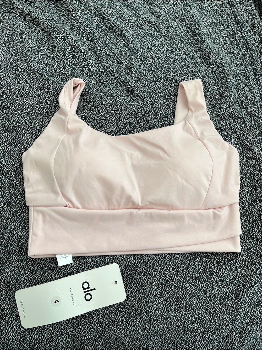 ALO Yoga Blush Pink Seamless Sport Bra with Wide Straps